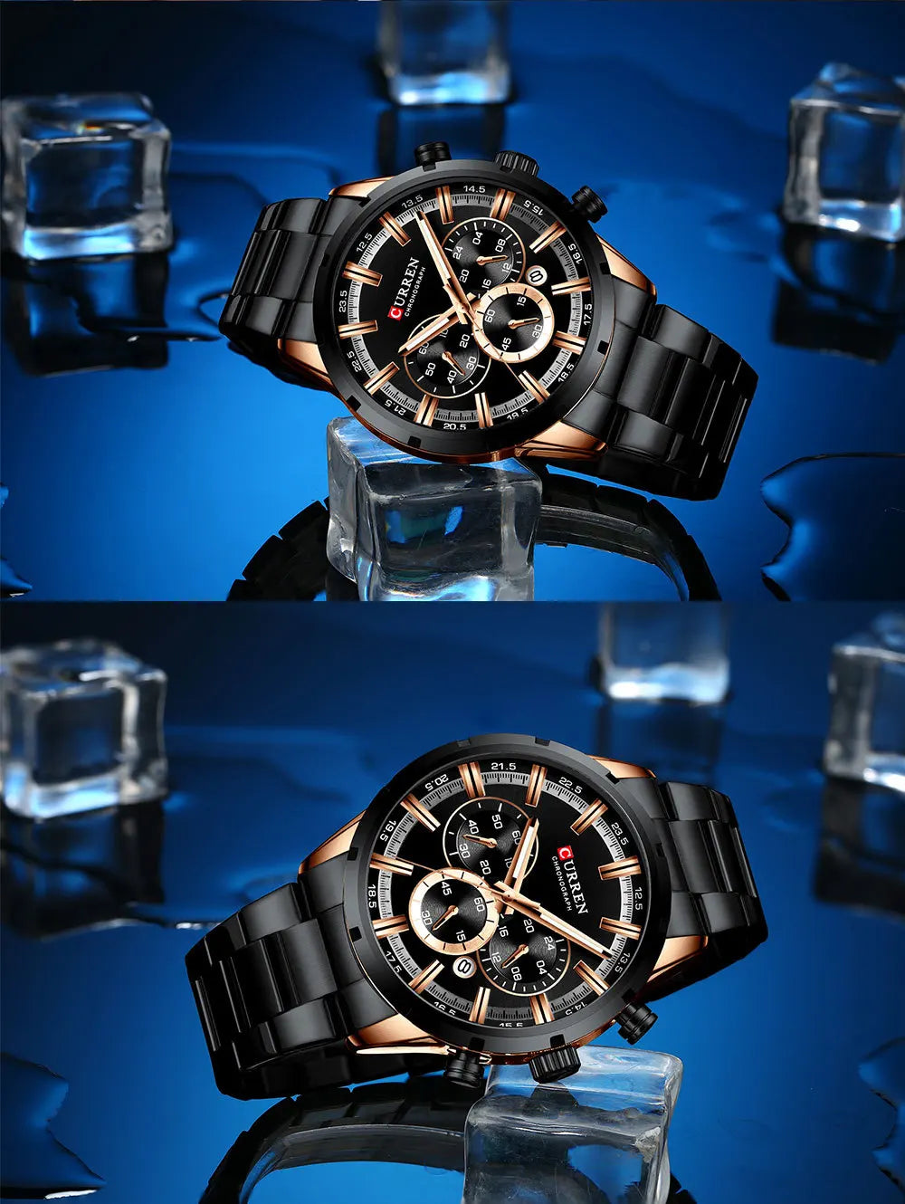 CURREN Chronograph Waterproof Quartz Watch Full Steel Wristwatch