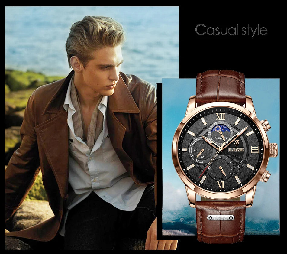 LIGE Relogio Masculino Quartz Watch Men's Waterproof Watch