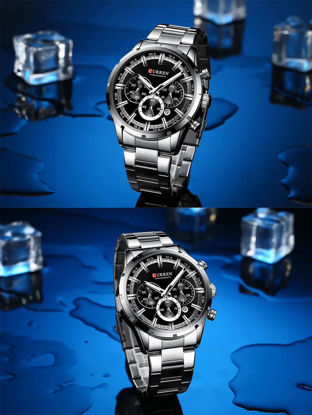 CURREN Chronograph Waterproof Quartz Watch Full Steel Wristwatch