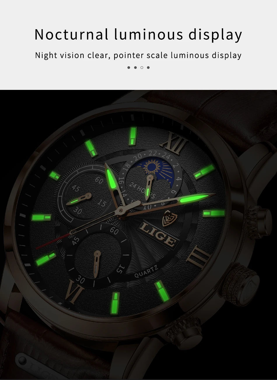 LIGE Relogio Masculino Quartz Watch Men's Waterproof Watch