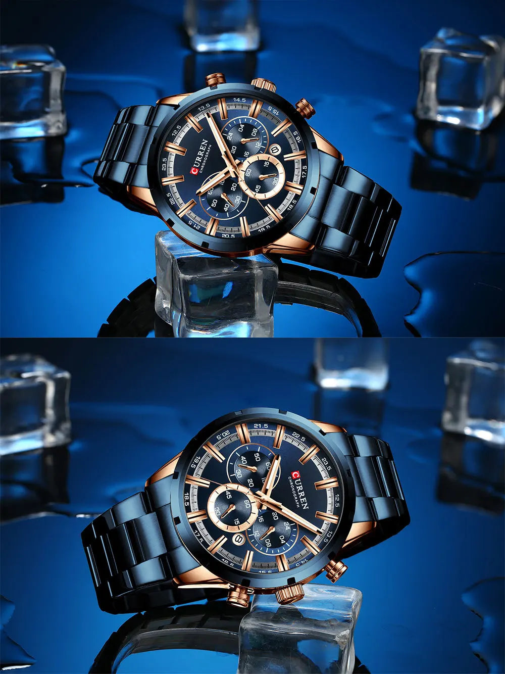 CURREN Chronograph Waterproof Quartz Watch Full Steel Wristwatch