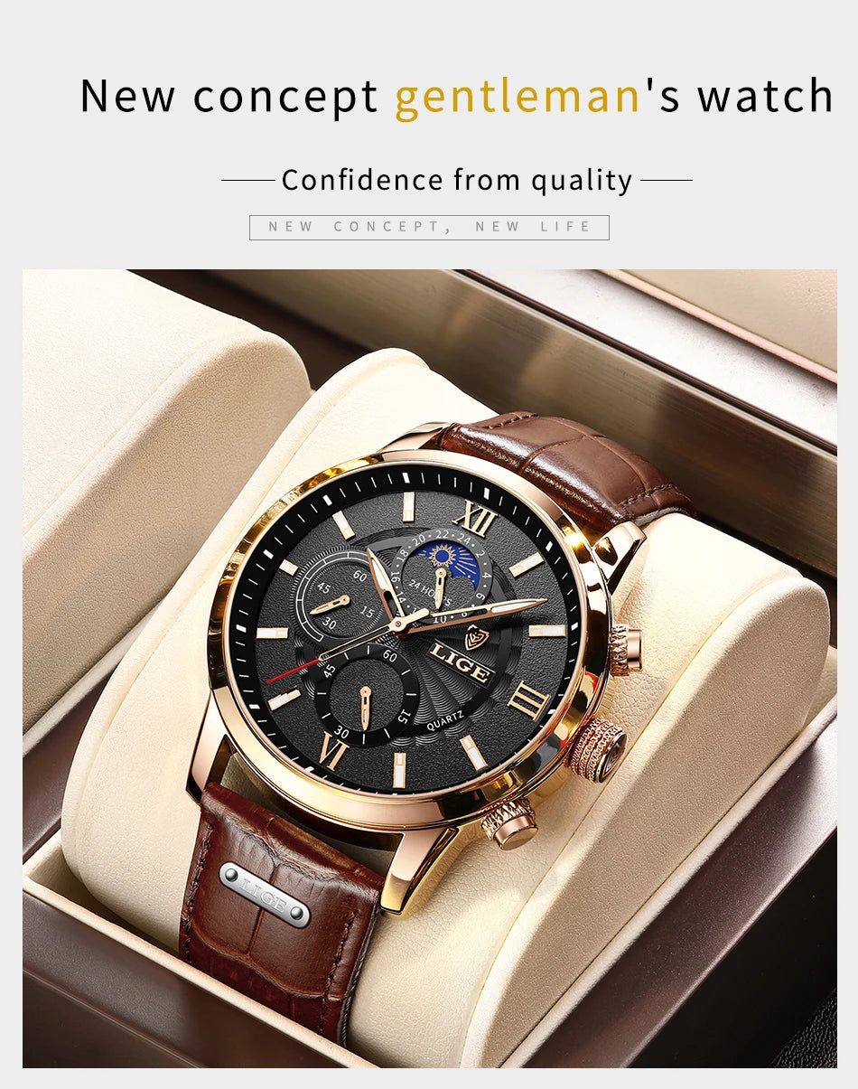 LIGE Relogio Masculino Quartz Watch Men's Waterproof Watch