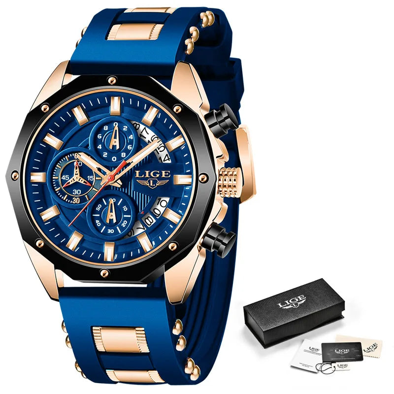 LIGE Quartz Chronograph Waterproof Wristwatch
