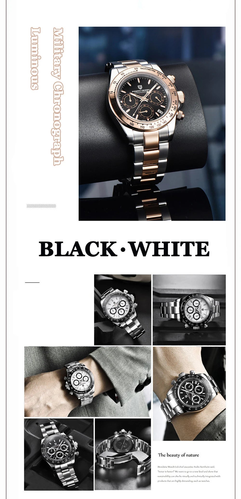 PAGANI DESIGN Reloj Hombre Quartz Chronograph Watch For Men