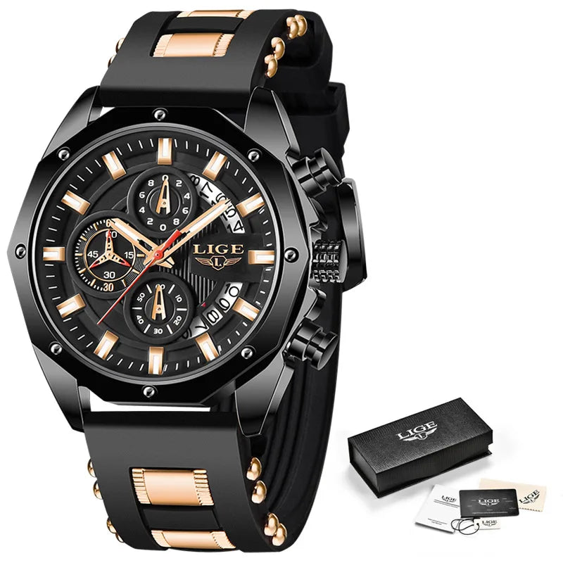 LIGE Quartz Chronograph Waterproof Wristwatch