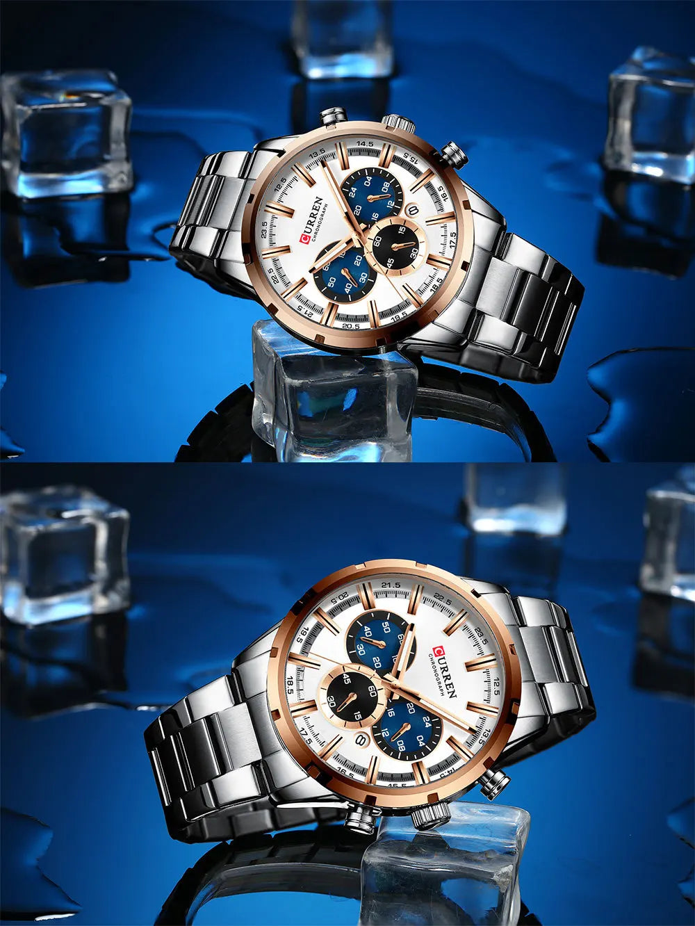 CURREN Chronograph Waterproof Quartz Watch Full Steel Wristwatch