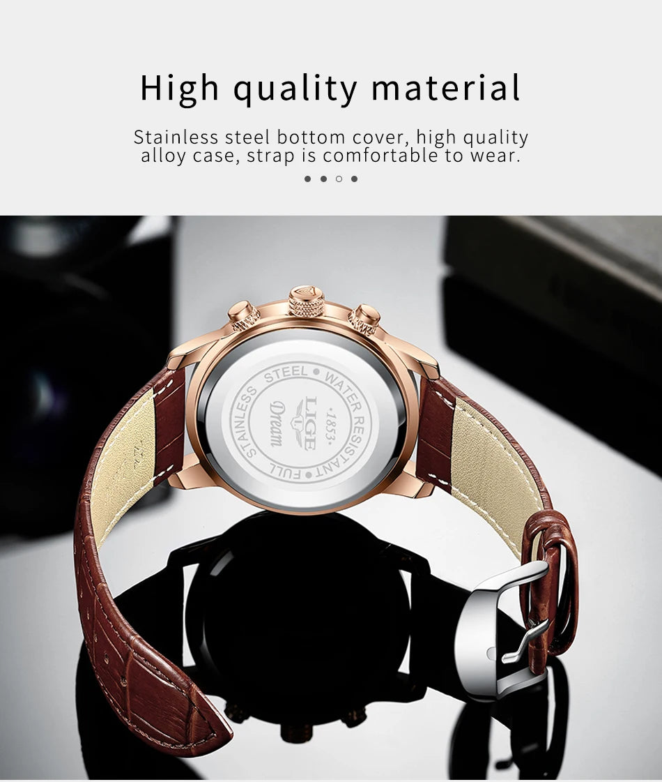 LIGE Relogio Masculino Quartz Watch Men's Waterproof Watch