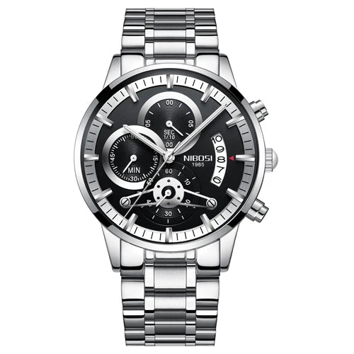 NIBOSI Relogio Masculin Quartz Gold Black Chronograph Waterproof Men's watch