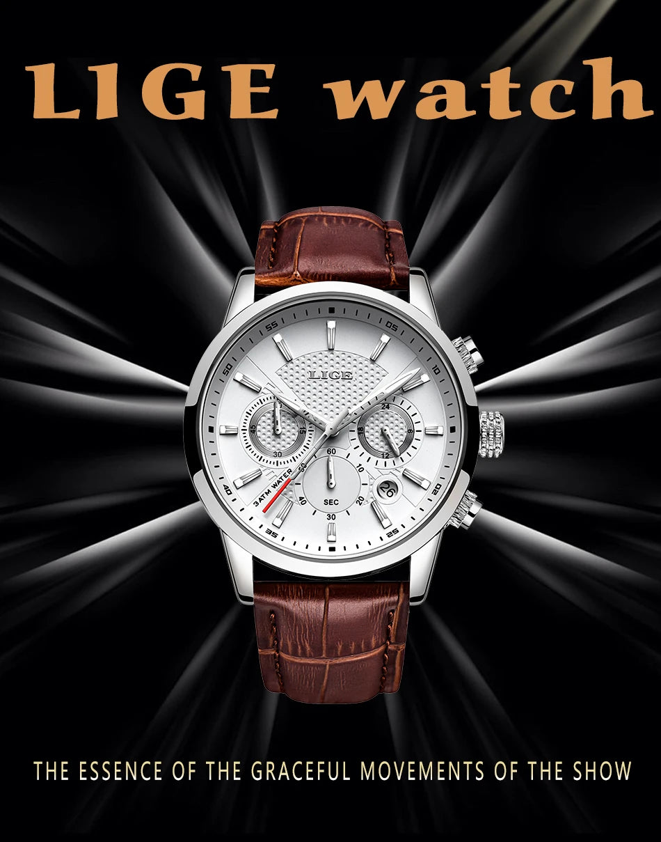 LIGE Relogio Masculino Quartz Watch Men's Waterproof Watch