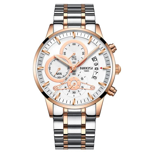 NIBOSI Relogio Masculin Quartz Gold Black Chronograph Waterproof Men's watch
