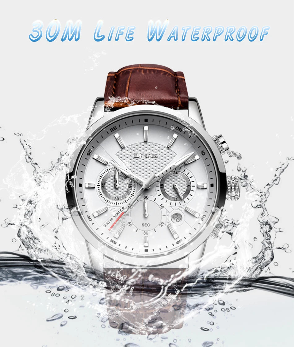LIGE Relogio Masculino Quartz Watch Men's Waterproof Watch