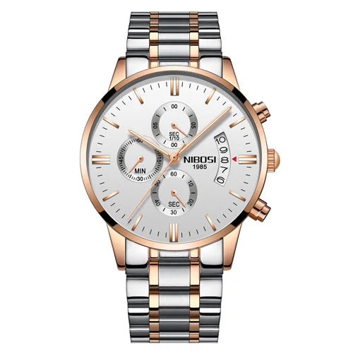 NIBOSI Relogio Masculin Quartz Gold Black Chronograph Waterproof Men's watch