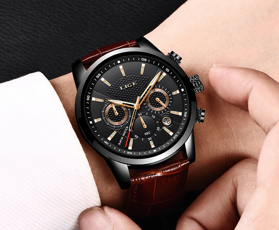 LIGE Relogio Masculino Quartz Watch Men's Waterproof Watch