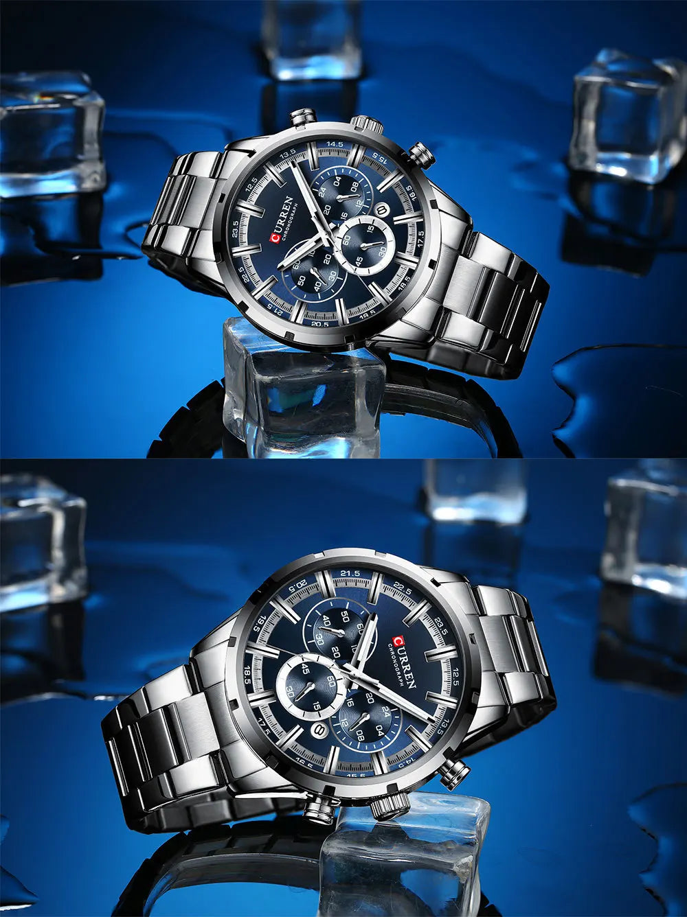 CURREN Chronograph Waterproof Quartz Watch Full Steel Wristwatch