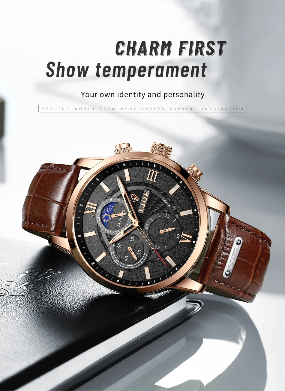 LIGE Relogio Masculino Quartz Watch Men's Waterproof Watch