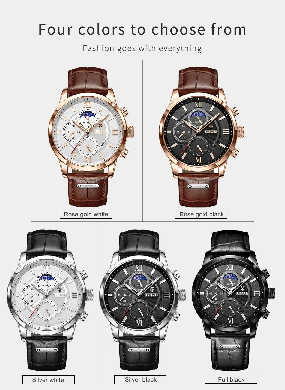 LIGE Relogio Masculino Quartz Watch Men's Waterproof Watch