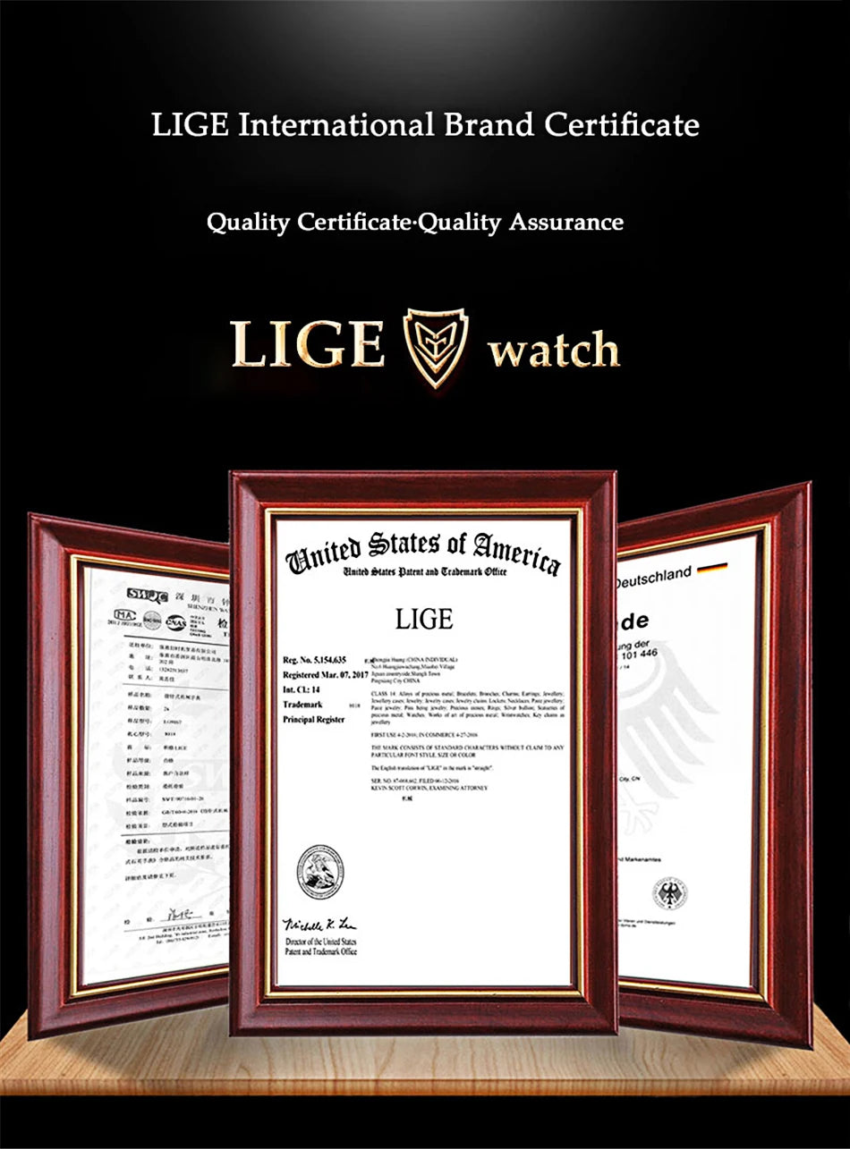LIGE Quartz Chronograph Waterproof Wristwatch