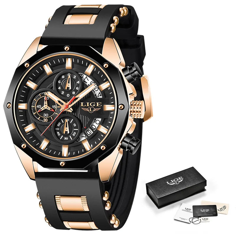 LIGE Quartz Chronograph Waterproof Wristwatch
