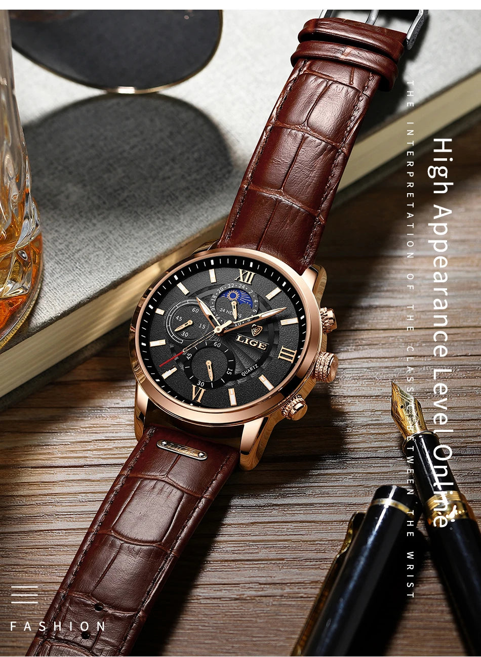 LIGE Relogio Masculino Quartz Watch Men's Waterproof Watch