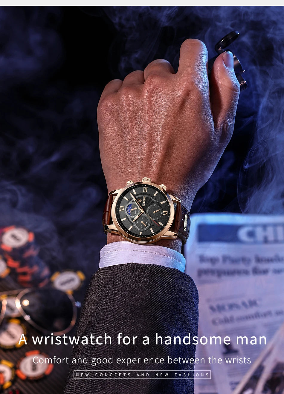 LIGE Relogio Masculino Quartz Watch Men's Waterproof Watch