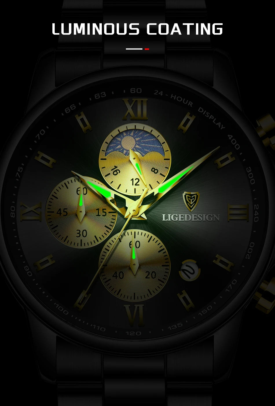 Montre Homme Waterproof Quartz Chronograph Wristwatch