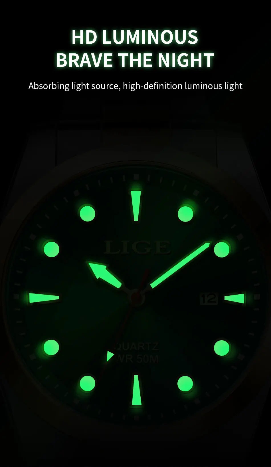 LIGE Relogio Masculino Waterproof Quartz Wristwatch Watch for Men
