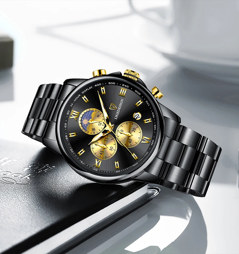 Montre Homme Waterproof Quartz Chronograph Wristwatch
