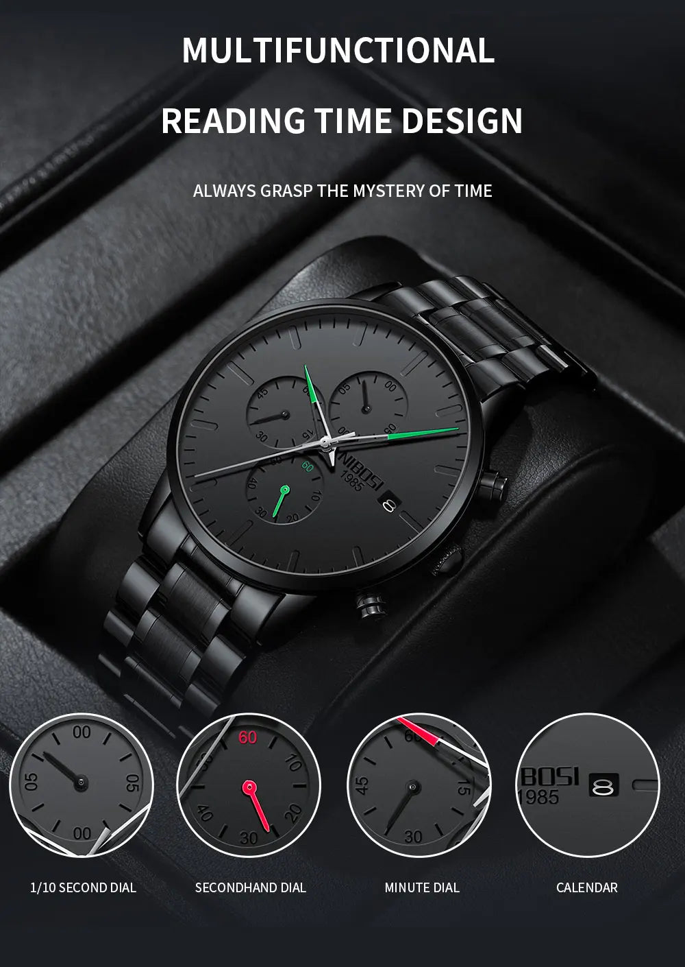 NIBOSI Relogio Masculino Waterproof Chronograph Wrist Watch