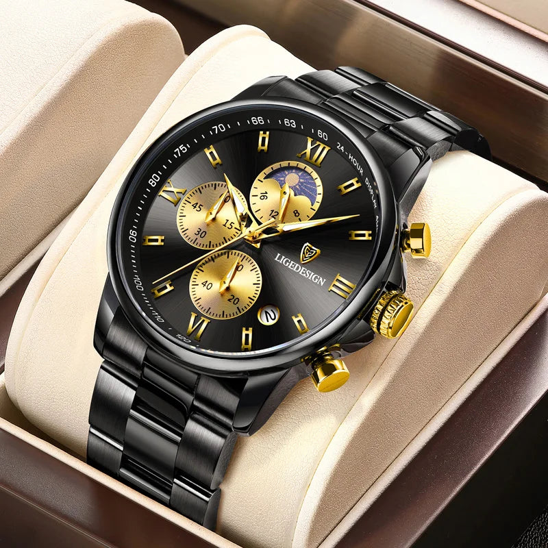 Montre Homme Waterproof Quartz Chronograph Wristwatch