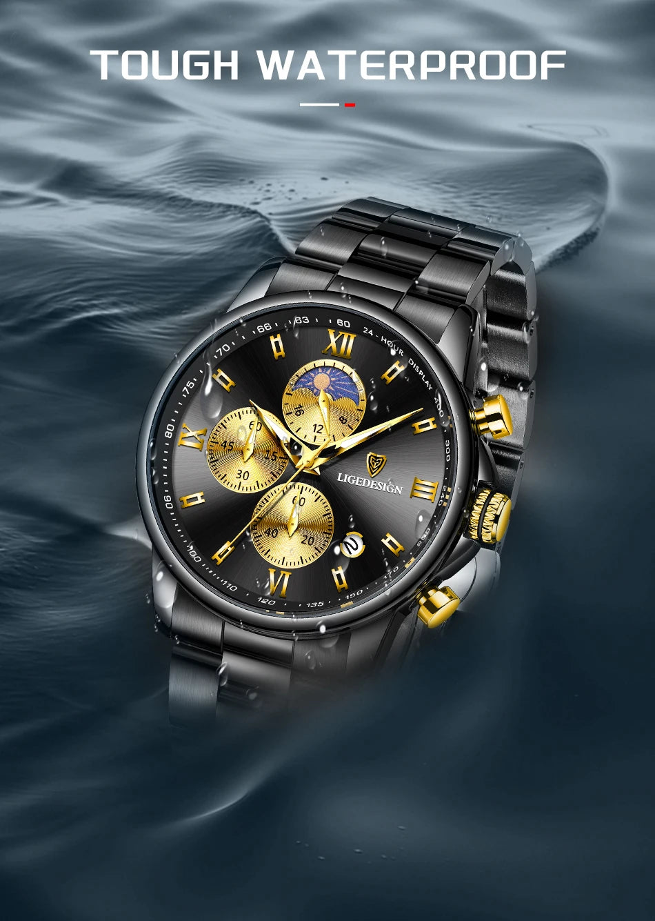 Montre Homme Waterproof Quartz Chronograph Wristwatch