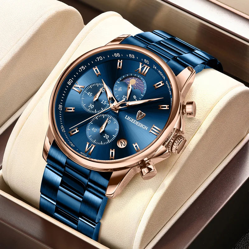 Montre Homme Waterproof Quartz Chronograph Wristwatch