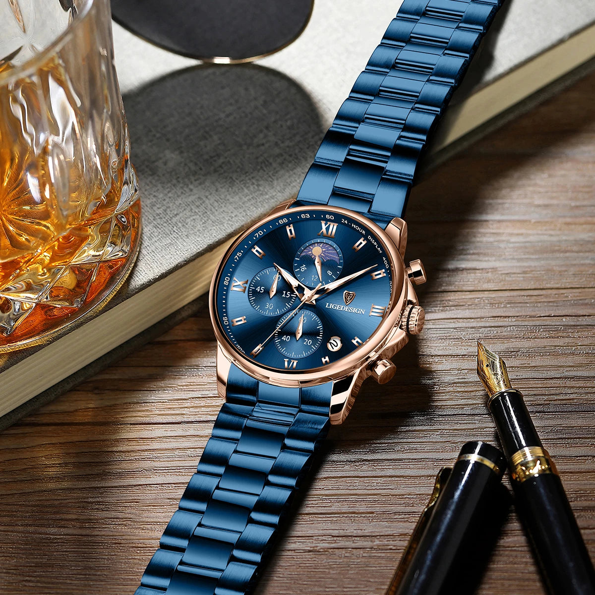 Montre Homme Waterproof Quartz Chronograph Wristwatch