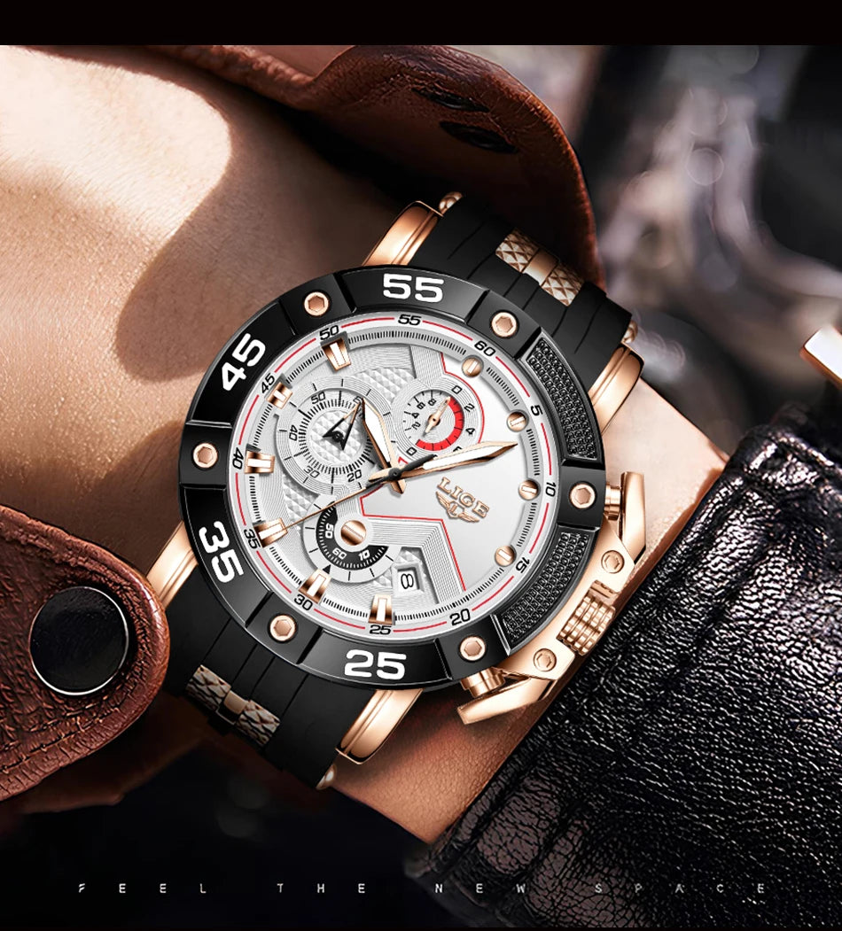 LIGE Relogio Masculino Waterproof Quartz Watch For Men