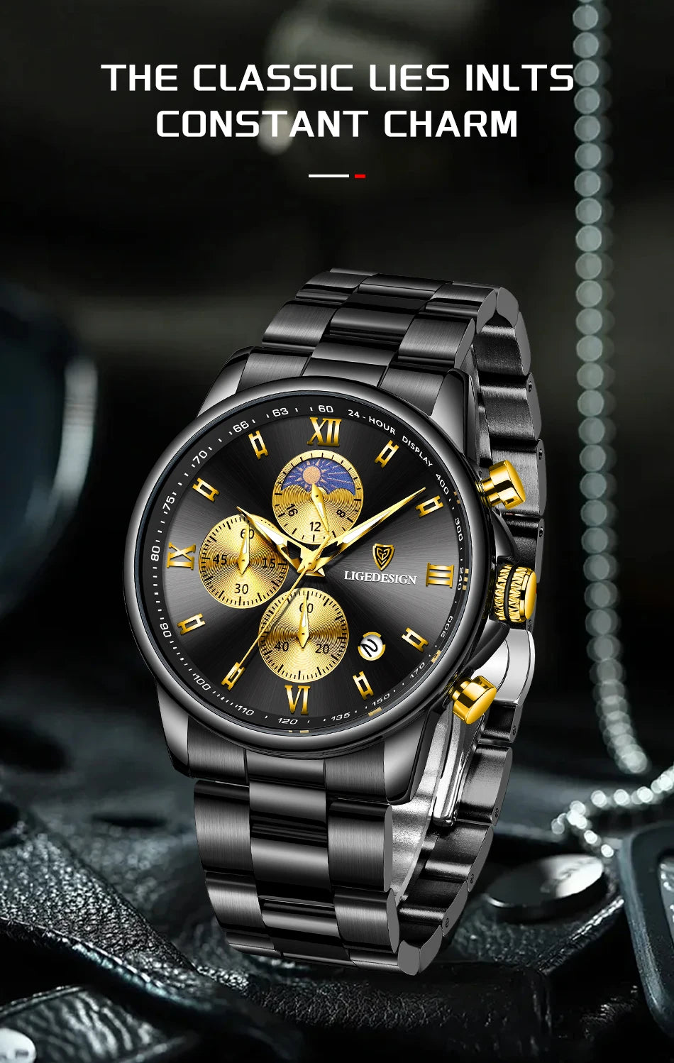 Montre Homme Waterproof Quartz Chronograph Wristwatch