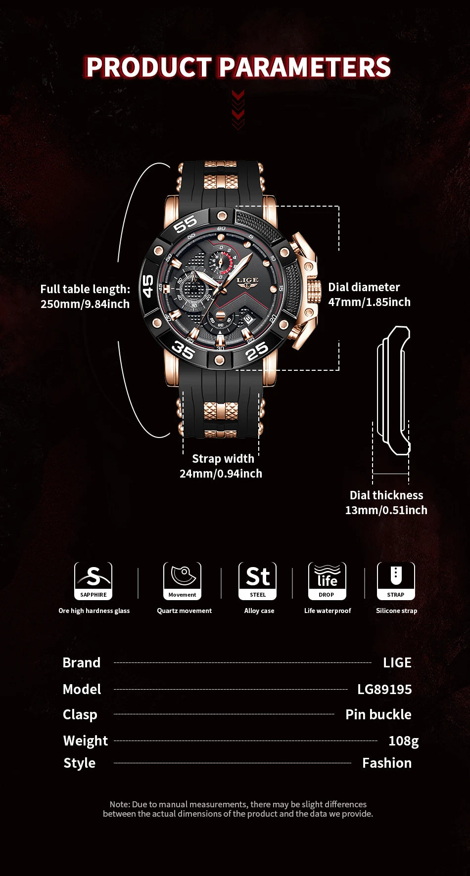 LIGE Relogio Masculino Waterproof Quartz Watch For Men