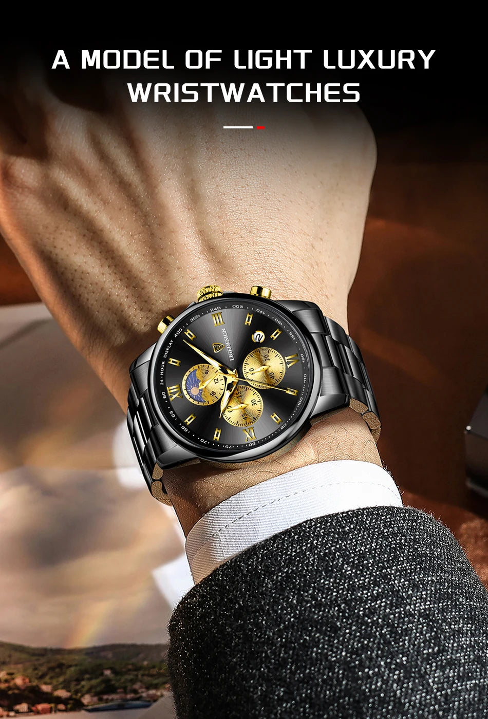 Montre Homme Waterproof Quartz Chronograph Wristwatch