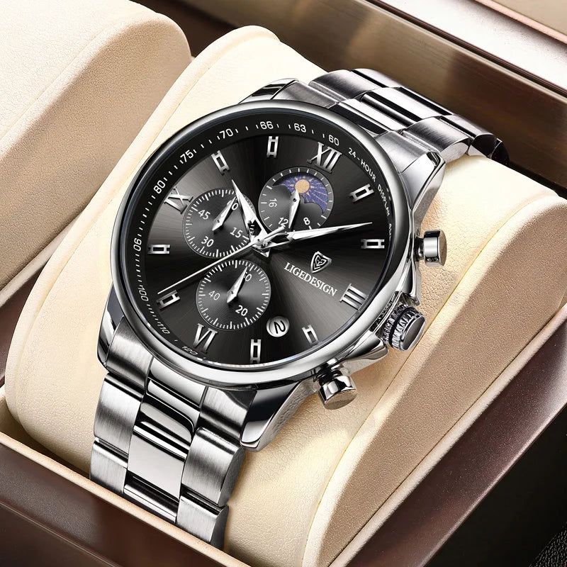 Montre Homme Waterproof Quartz Chronograph Wristwatch