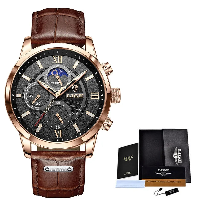 LIGE Relogio Masculino Quartz Watch Men's Waterproof Watch