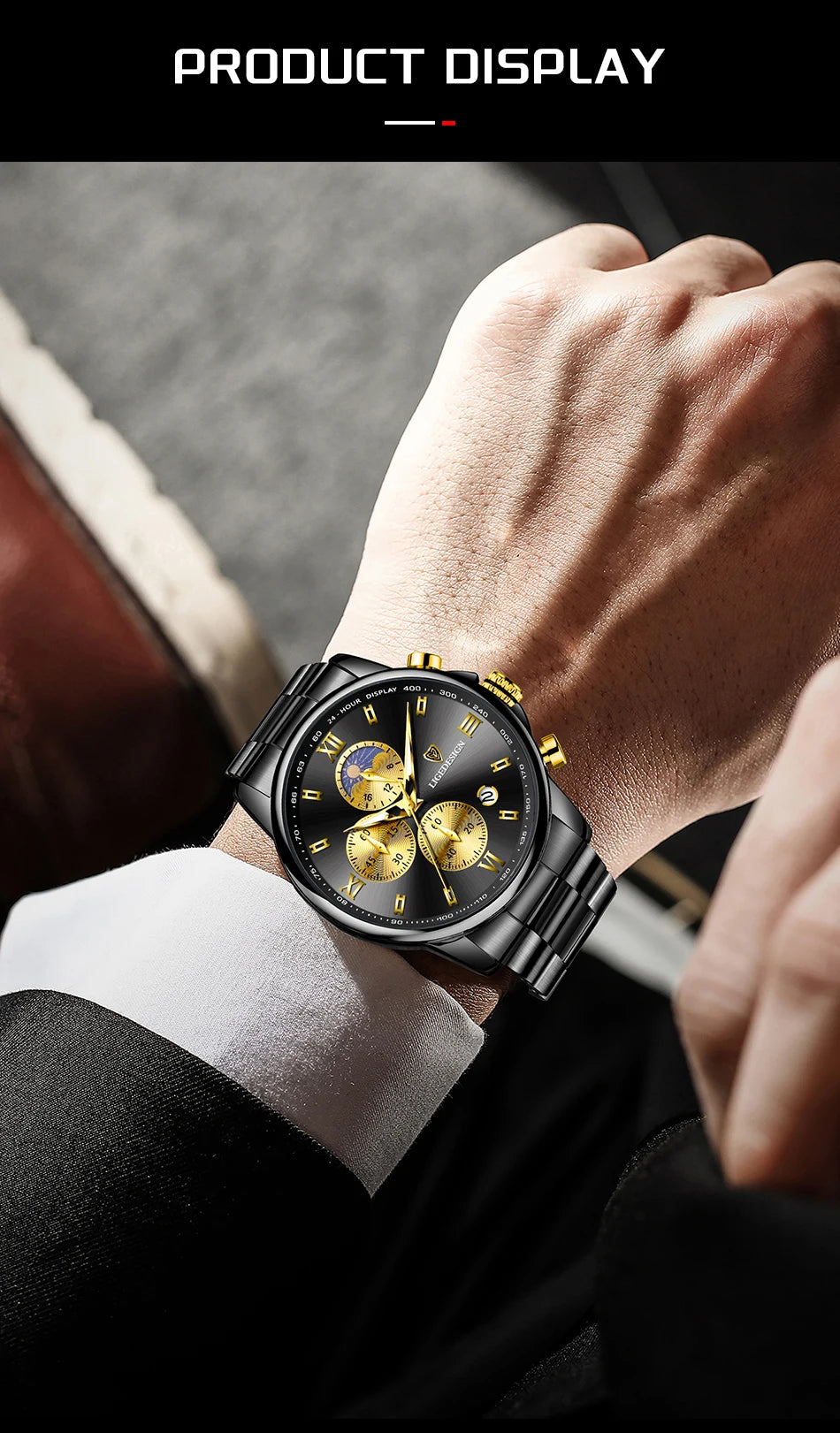 Montre Homme Waterproof Quartz Chronograph Wristwatch