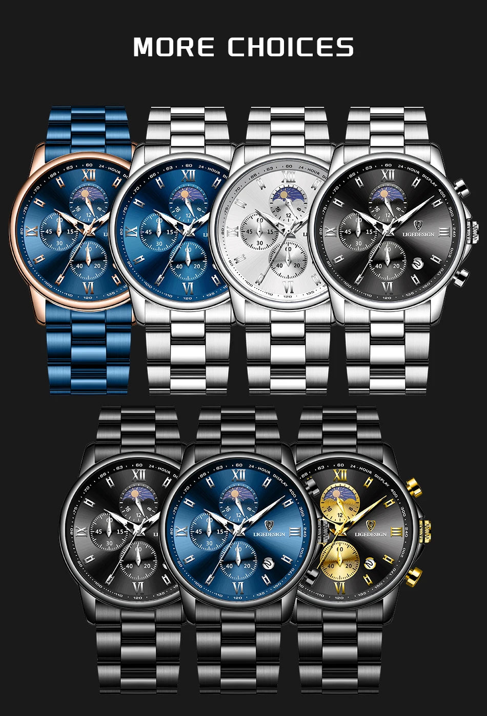 Montre Homme Waterproof Quartz Chronograph Wristwatch