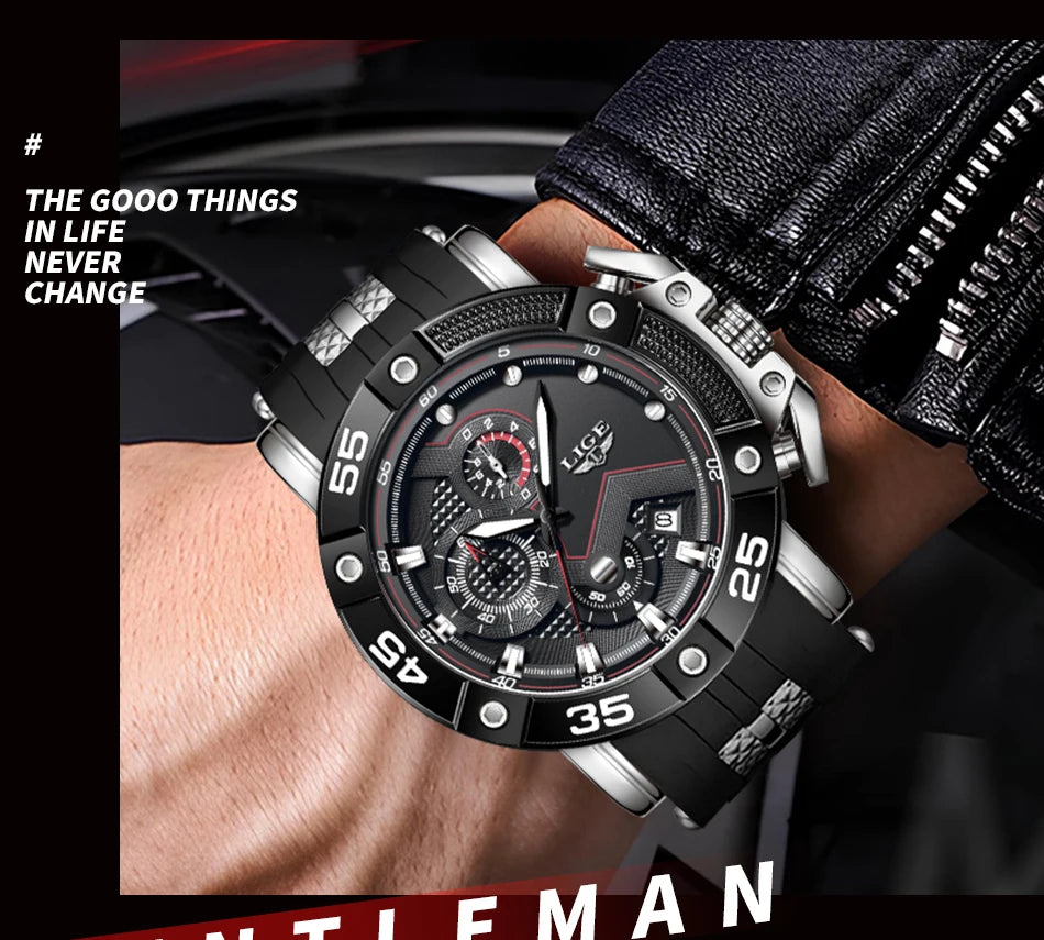 LIGE Relogio Masculino Waterproof Quartz Watch For Men