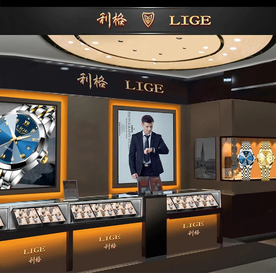 LIGE Relogio Masculino Waterproof Quartz Watch For Men