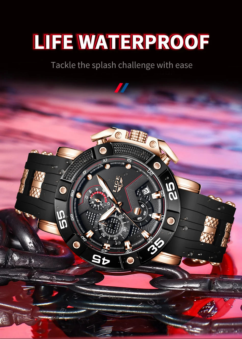 LIGE Relogio Masculino Waterproof Quartz Watch For Men