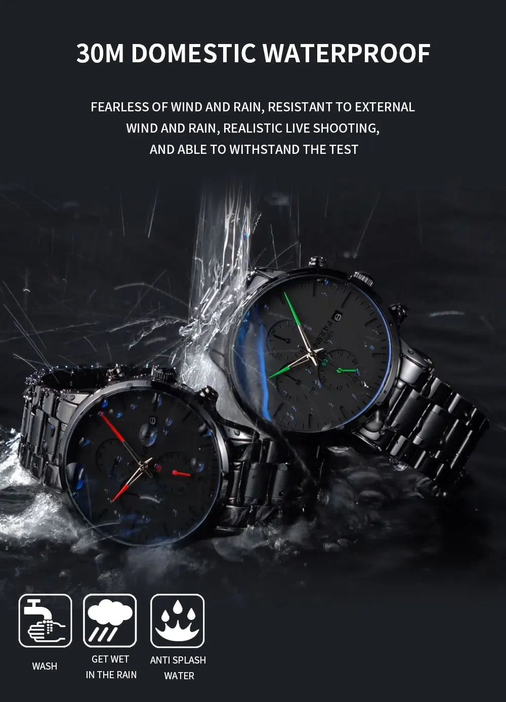 NIBOSI Relogio Masculino Waterproof Chronograph Wrist Watch