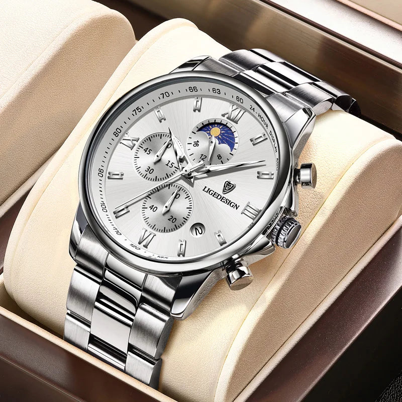 Montre Homme Waterproof Quartz Chronograph Wristwatch