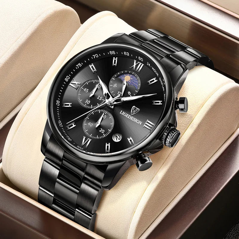 Montre Homme Waterproof Quartz Chronograph Wristwatch