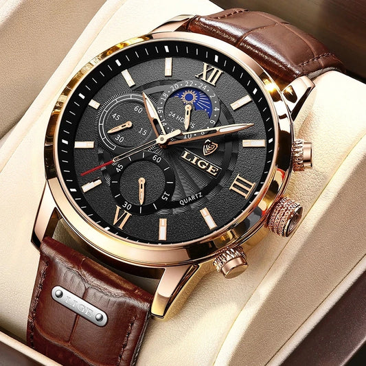 LIGE Relogio Masculino Quartz Watch Men's Waterproof  Watch