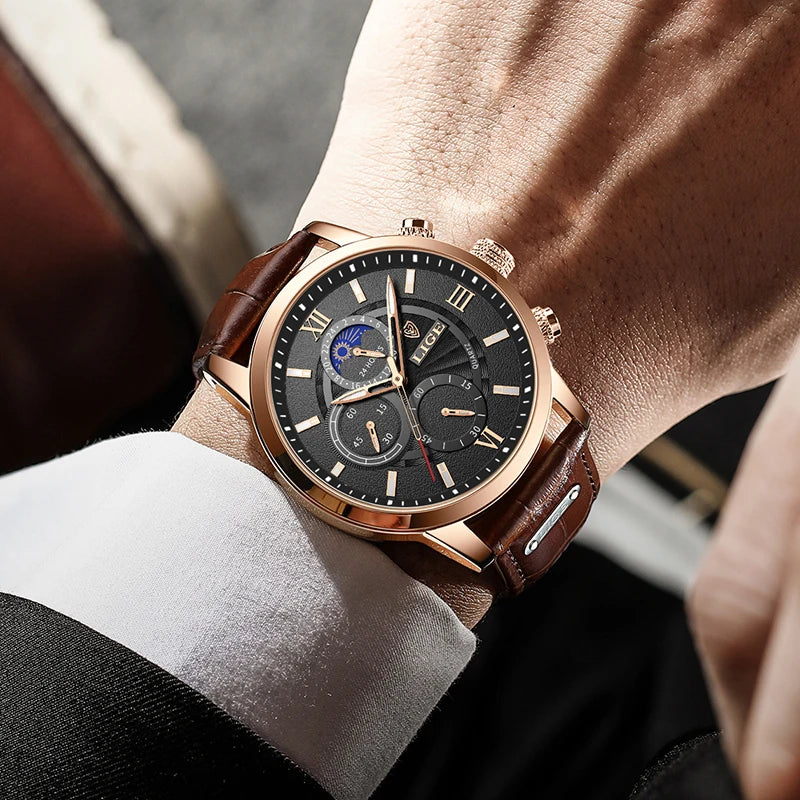 LIGE Relogio Masculino Quartz Watch Men's Waterproof  Watch