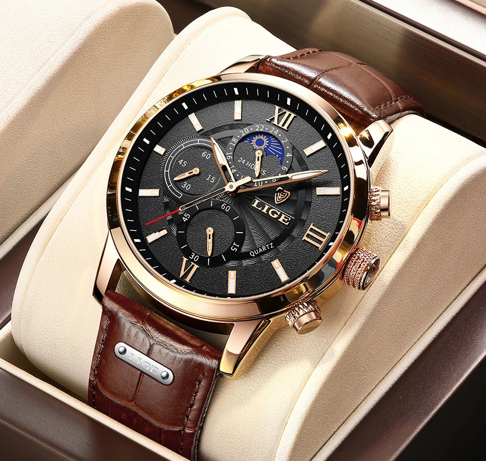 LIGE Relogio Masculino Quartz Watch Men's Waterproof  Watch