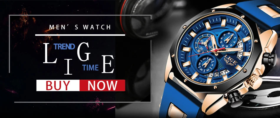 LIGE Quartz Chronograph Waterproof Wristwatch